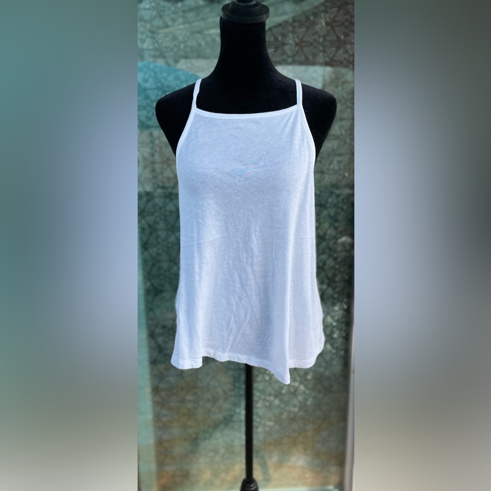 Bright White High Neck Tank Top Size XS